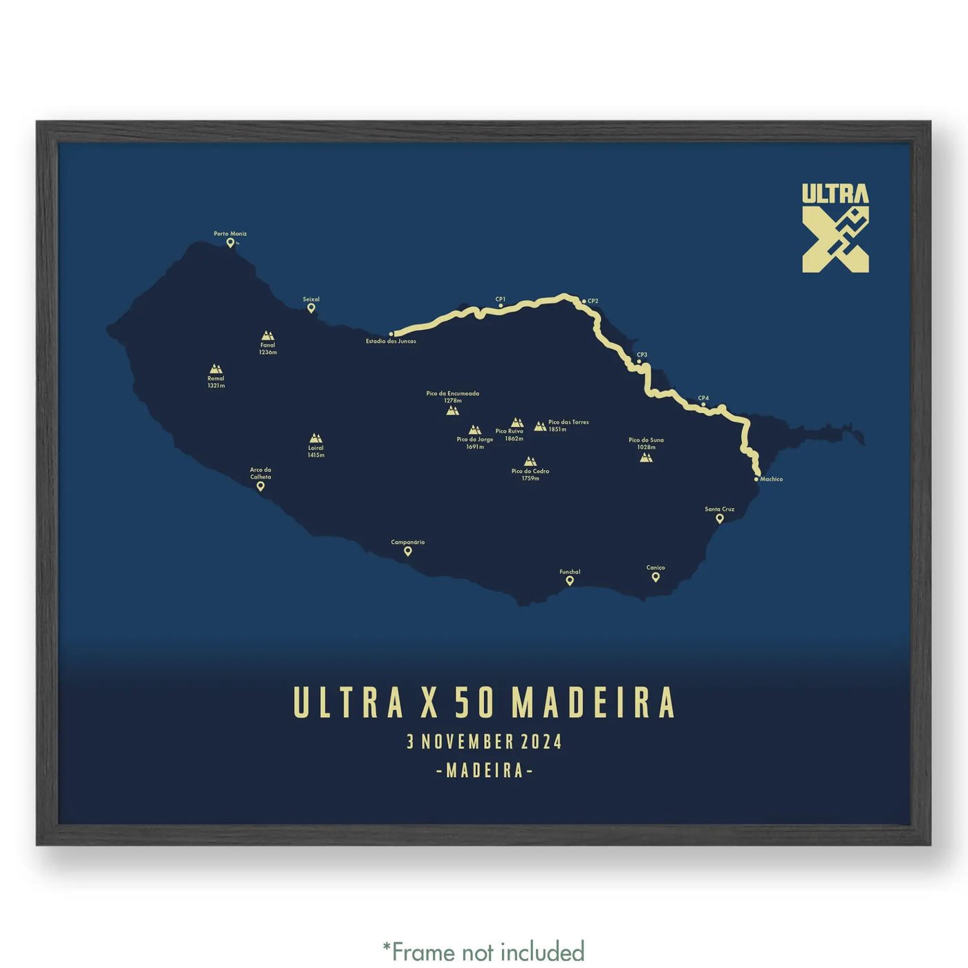 Ultra X Madeira 12’’ X 16’’ / Blue 50Km | 2024 Poster