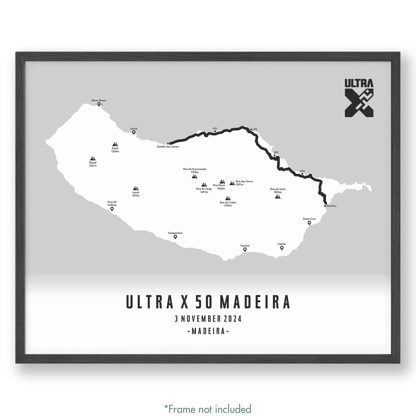 Ultra X Madeira 12’’ X 16’’ / White 50Km | 2024 Poster