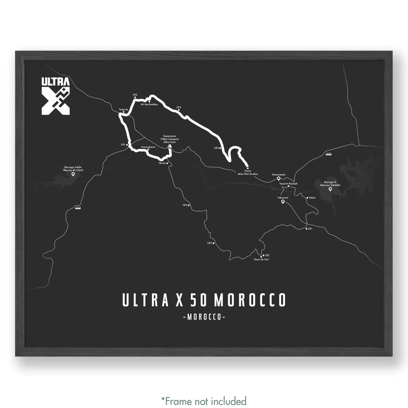 Ultra X Morocco 12’’ X 16’’ / Grey 50Km | 2023 Poster