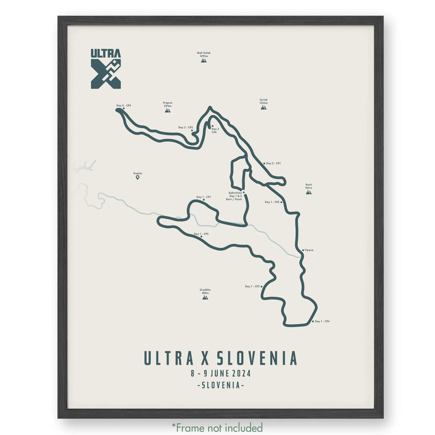 Ultra X Slovenia 12’’ X 16’’ / Beige 110Km | 2023 Poster