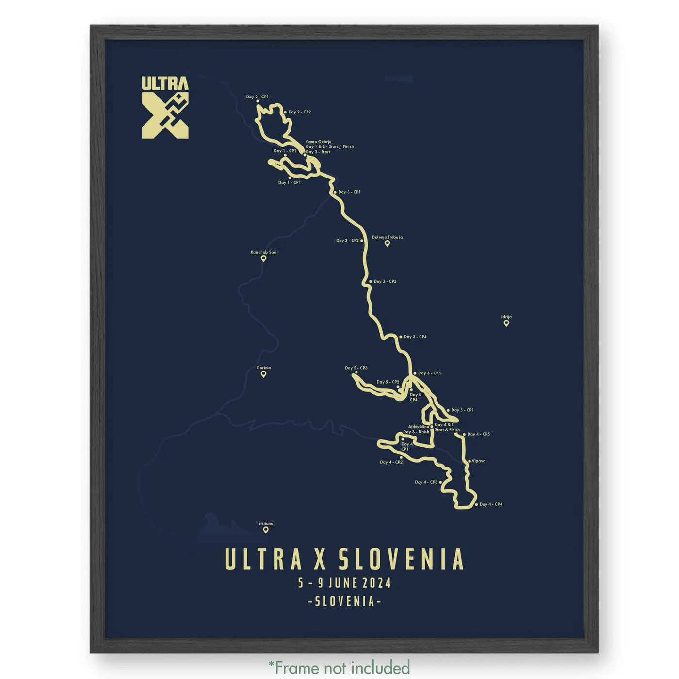 Trail Poster of Ultra X - Slovenia 220 - Blue