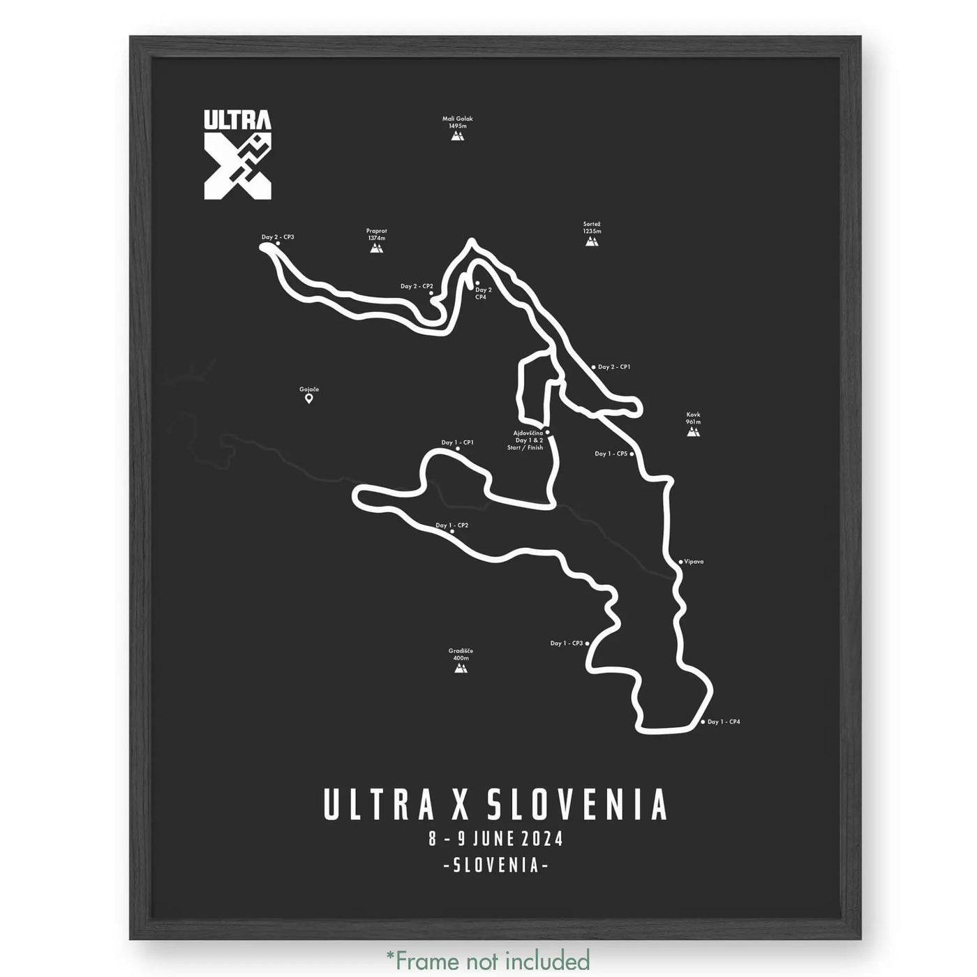 Ultra X Slovenia 12’’ X 16’’ / Grey 110Km | 2023 Poster