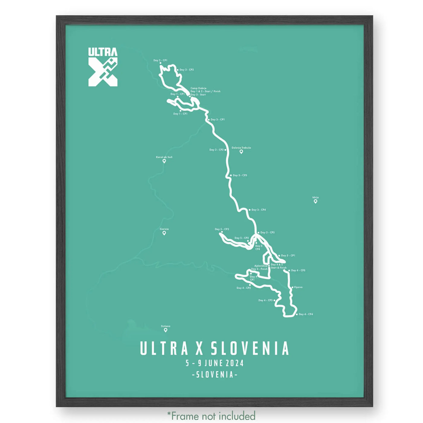 Trail Poster of Ultra X - Slovenia 220 - Teal