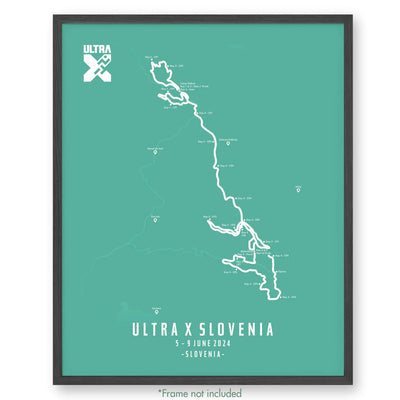 Trail Poster of Ultra X - Slovenia 220 - Teal