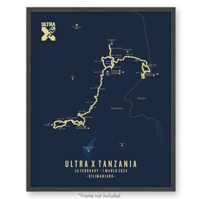 Trail Poster of Ultra X - Tanzania - Blue