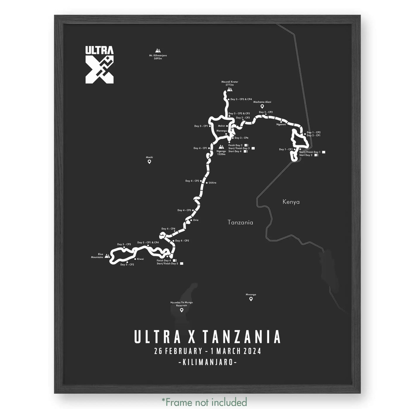 Trail Poster of Ultra X - Tanzania - Grey