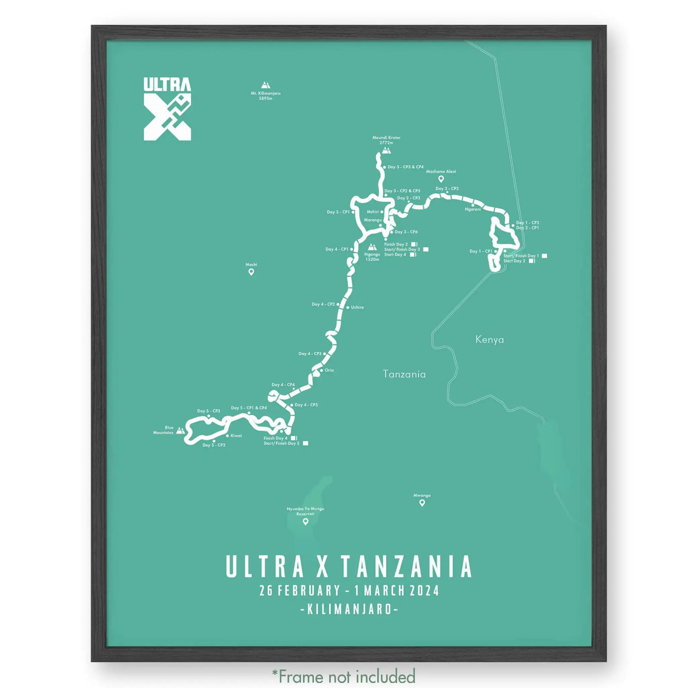 Trail Poster of Ultra X - Tanzania - Teal