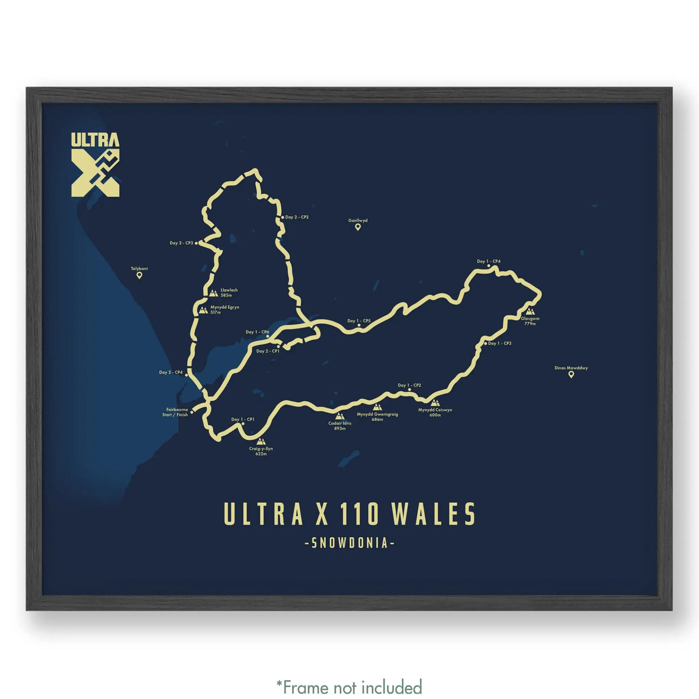 Trail Poster of Ultra X - Wales 110 - Blue