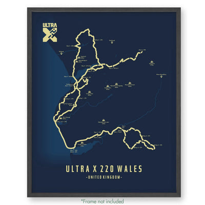 Trail Poster of Ultra X - Wales 220 - Blue