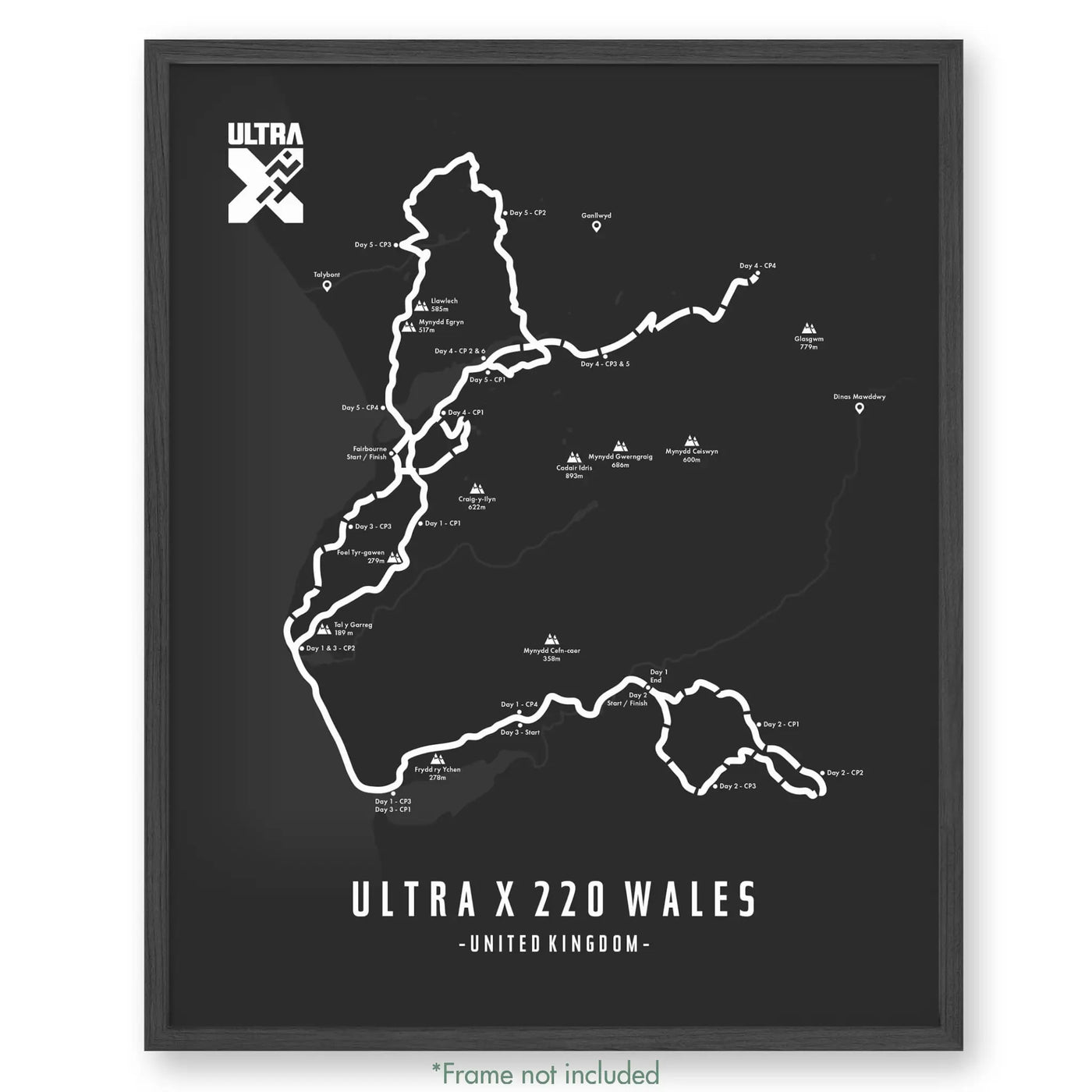 Ultra X Wales 12’’ X 16’’ / Grey 220Km | 2023 Poster