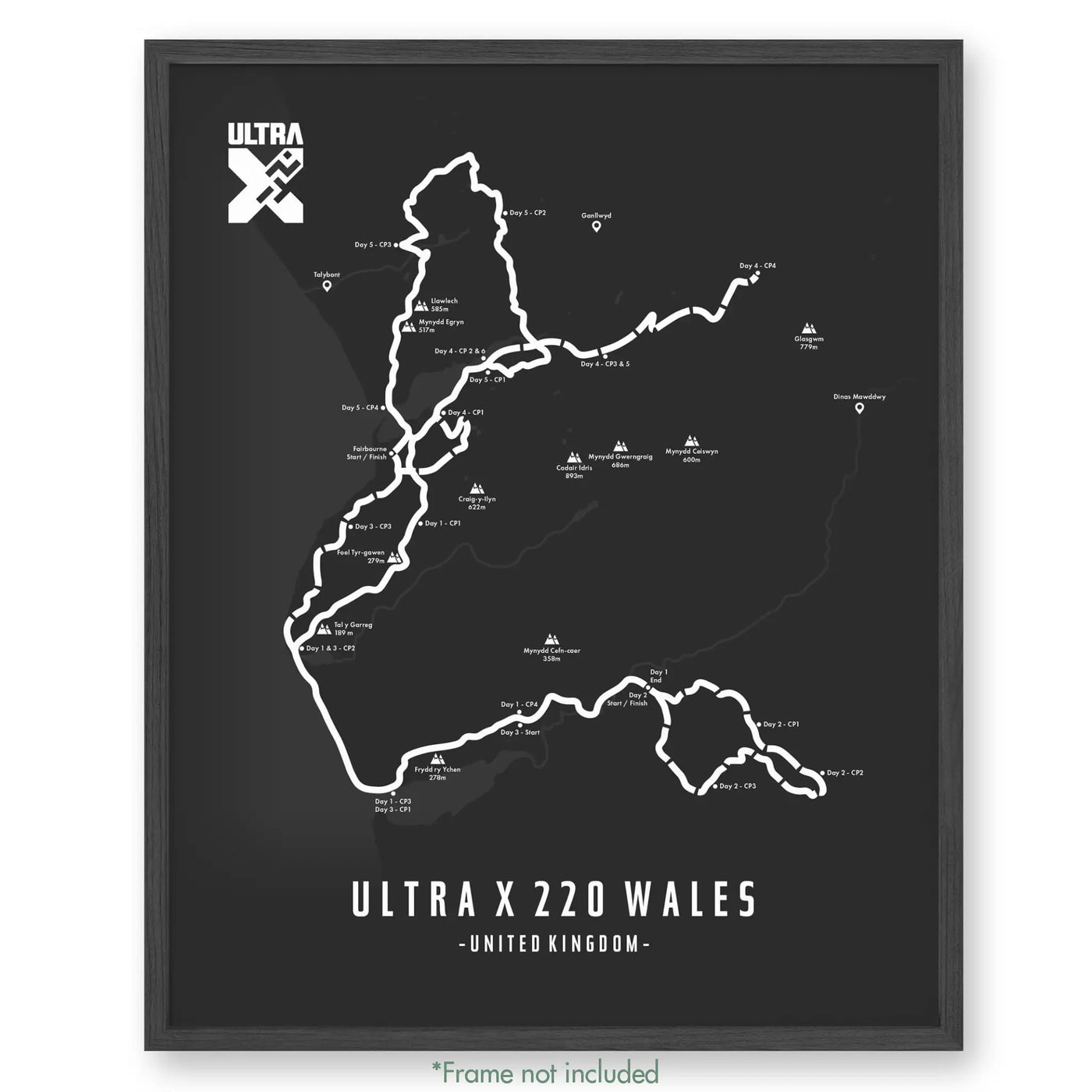 Trail Poster of Ultra X - Wales 220 - Grey