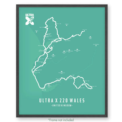 Ultra X Wales 12’’ X 16’’ / Teal 220Km | 2023 Poster