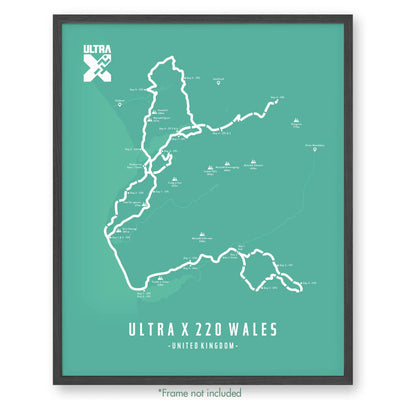 Trail Poster of Ultra X - Wales 220 - Teal