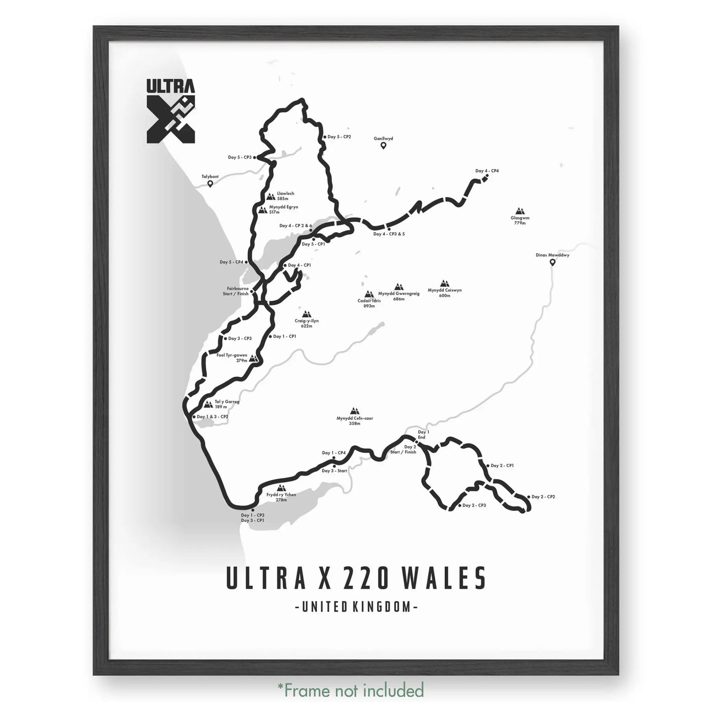 Ultra X Wales 12’’ X 16’’ / White 220Km | 2023 Poster