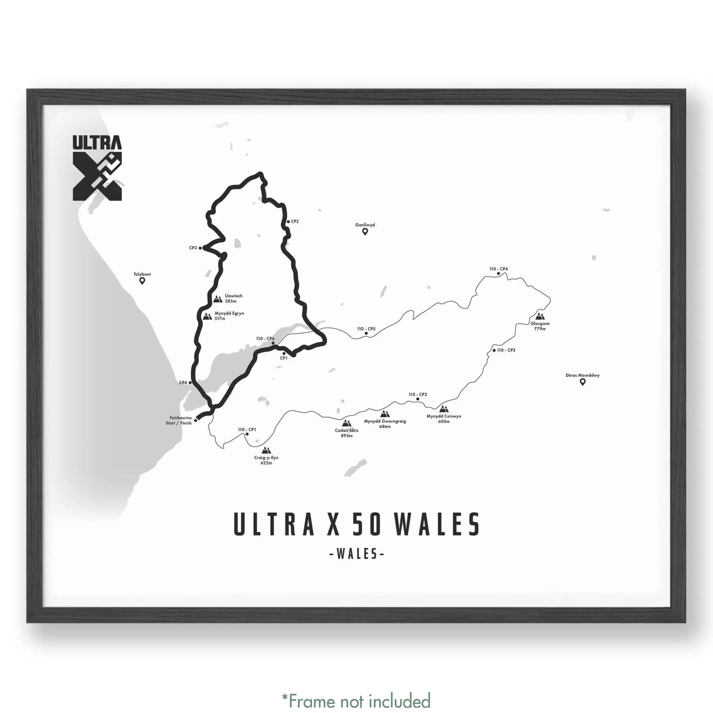 Ultra X Wales 12’’ X 16’’ / White 50Km | 2023 Poster