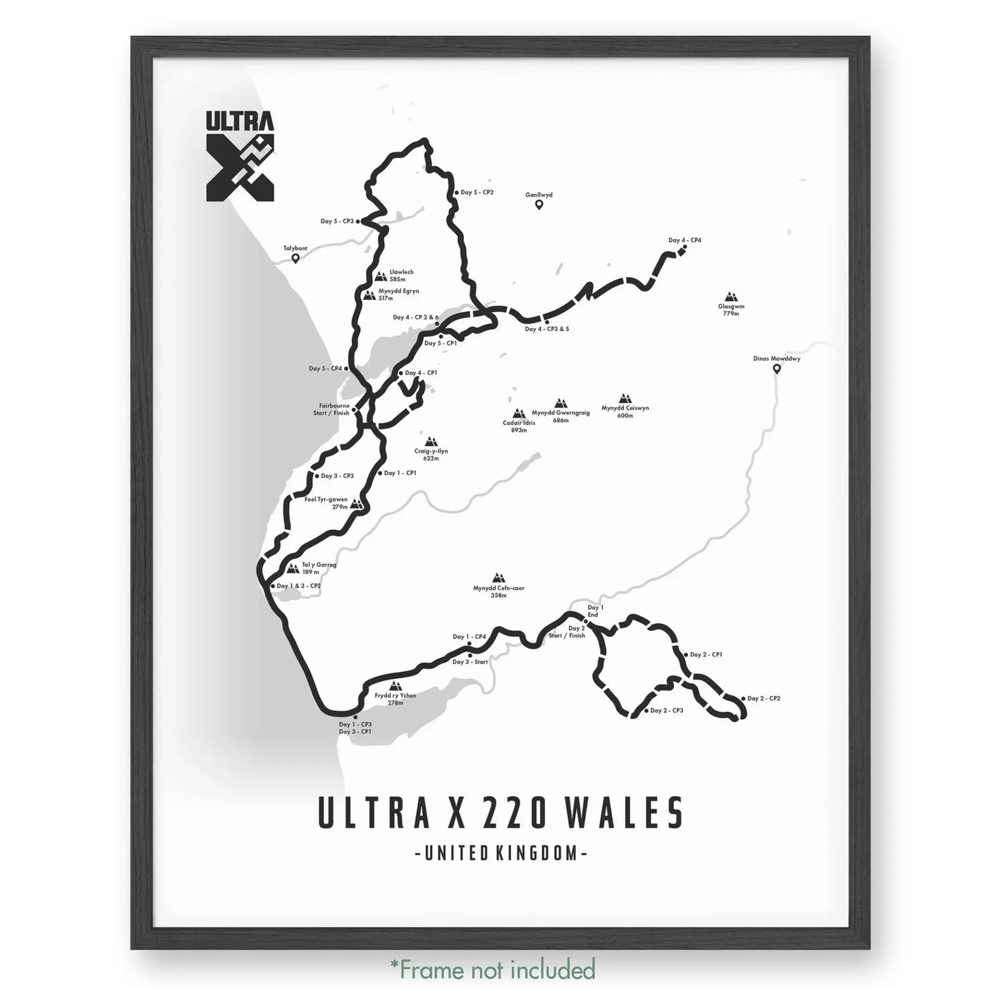Trail Poster of Ultra X - Wales 220 - White