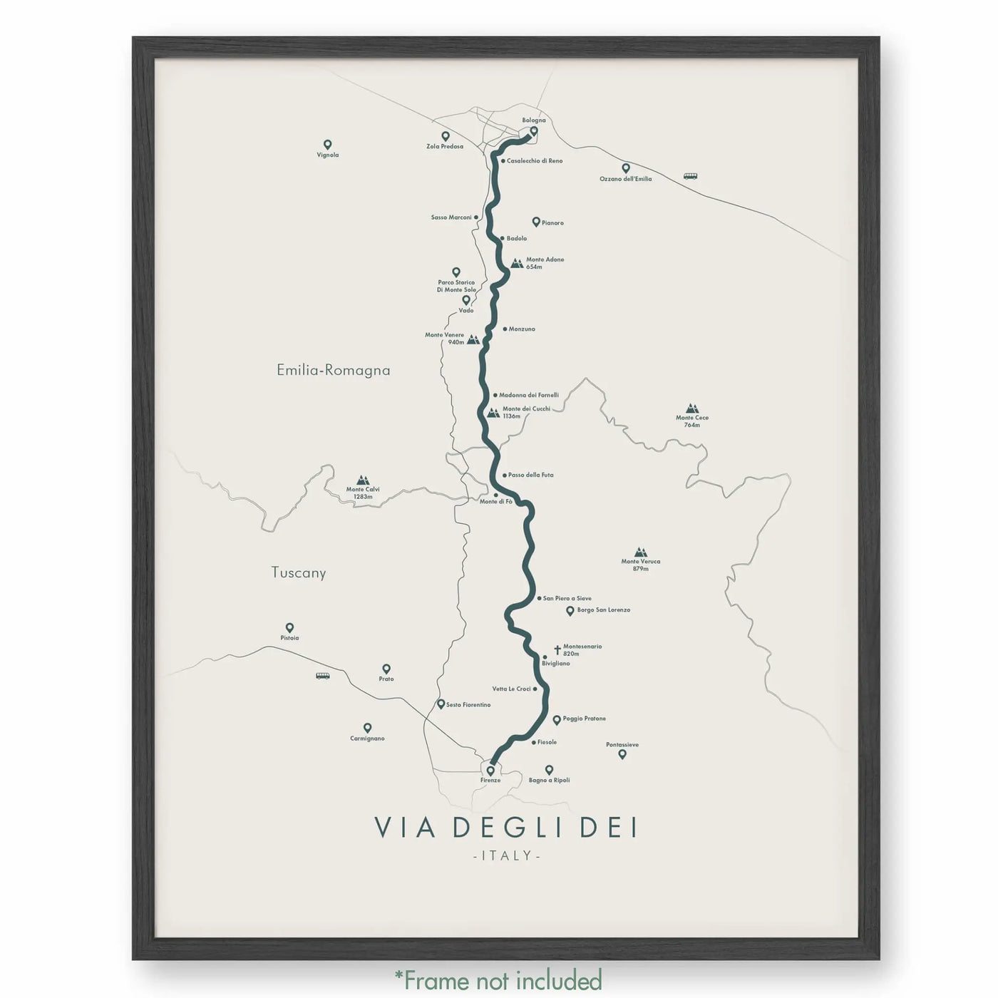 Trail Poster of Via Degli Dei - Beige