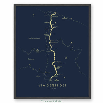 Trail Poster of Via Degli Dei - Blue