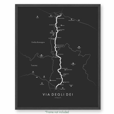 Trail Poster of Via Degli Dei - Grey