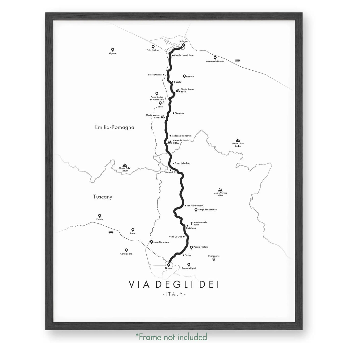 Trail Poster of Via Degli Dei - White