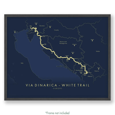 Trail Poster of Via Dinarica - White Trail - Blue