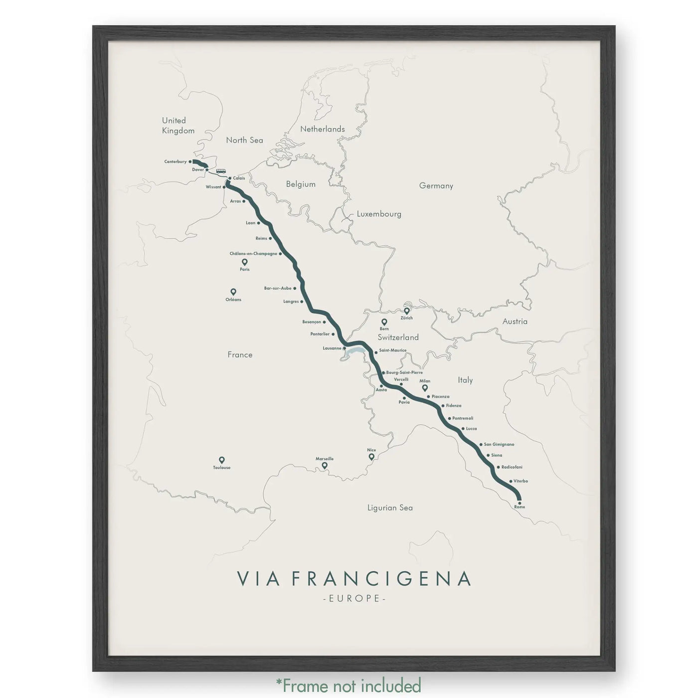 Trail Poster of Via Francigena - Beige