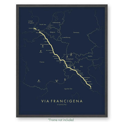 Trail Poster of Via Francigena - Blue