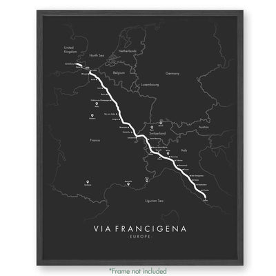 Trail Poster of Via Francigena - Grey