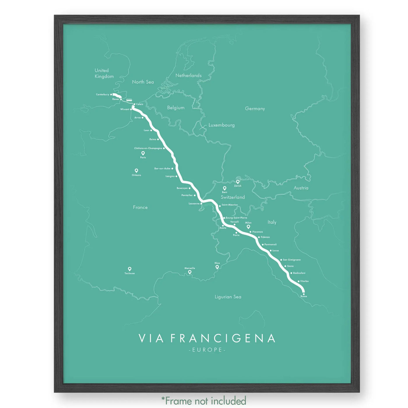 Trail Poster of Via Francigena - Teal