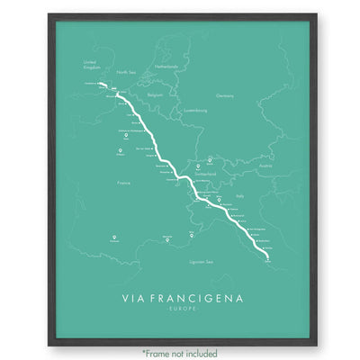 Trail Poster of Via Francigena - Teal