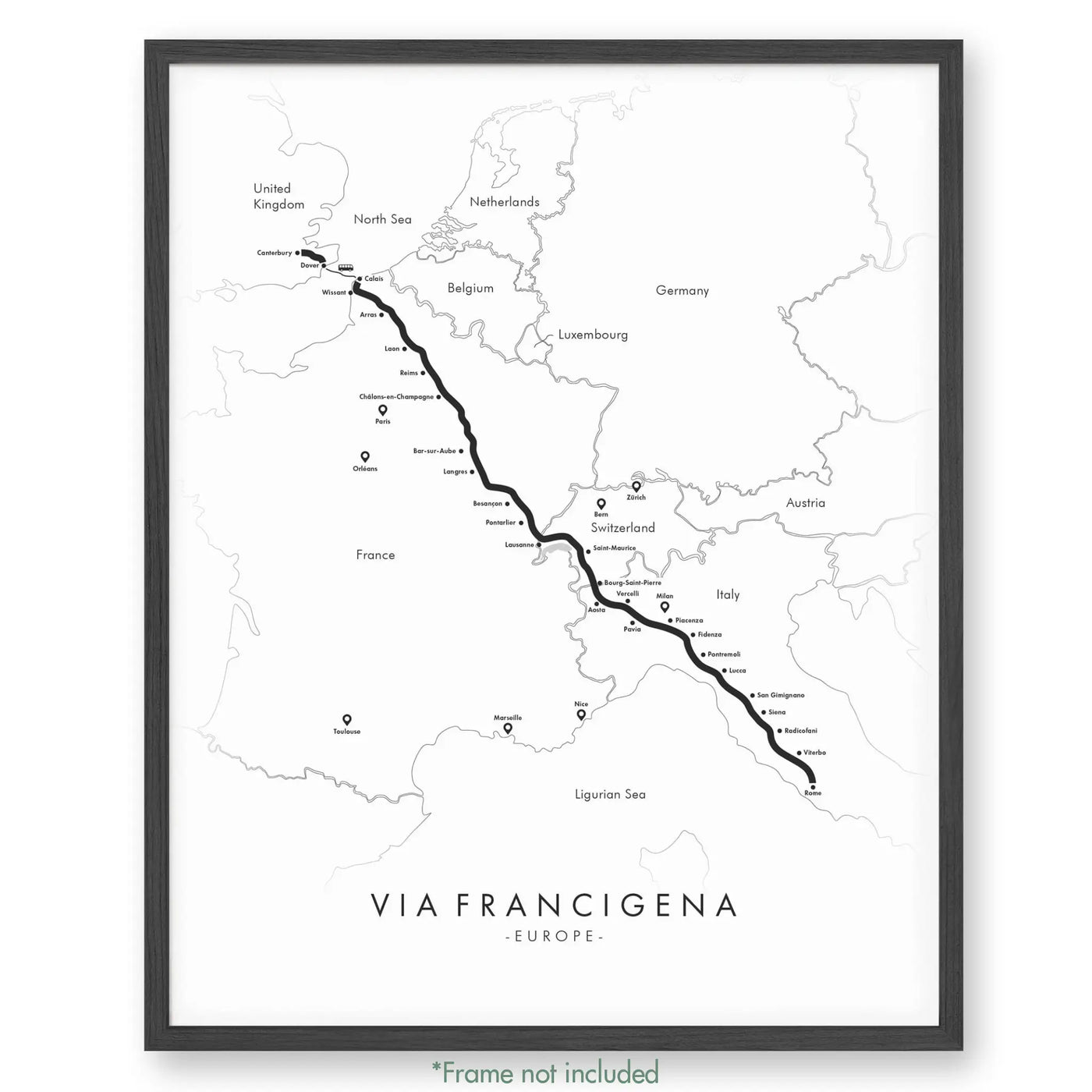 Trail Poster of Via Francigena - White