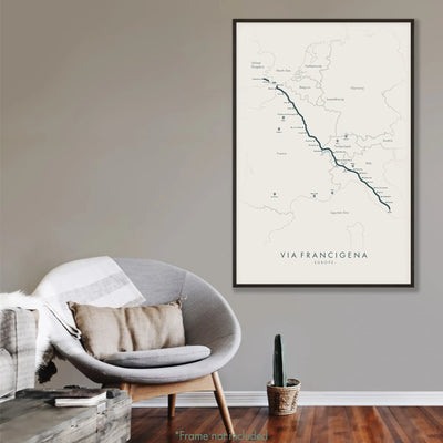 Trail Poster of Via Francigena - Beige Mockup