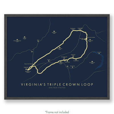 Trail Poster of Virginia's Triple Crown Loop - Blue