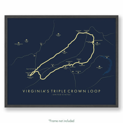 Trail Poster of Virginia's Triple Crown Loop - Blue