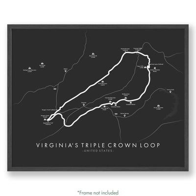 Trail Poster of Virginia's Triple Crown Loop - Grey