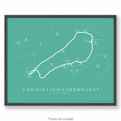 Trail Poster of Virginia's Triple Crown Loop - Teal
