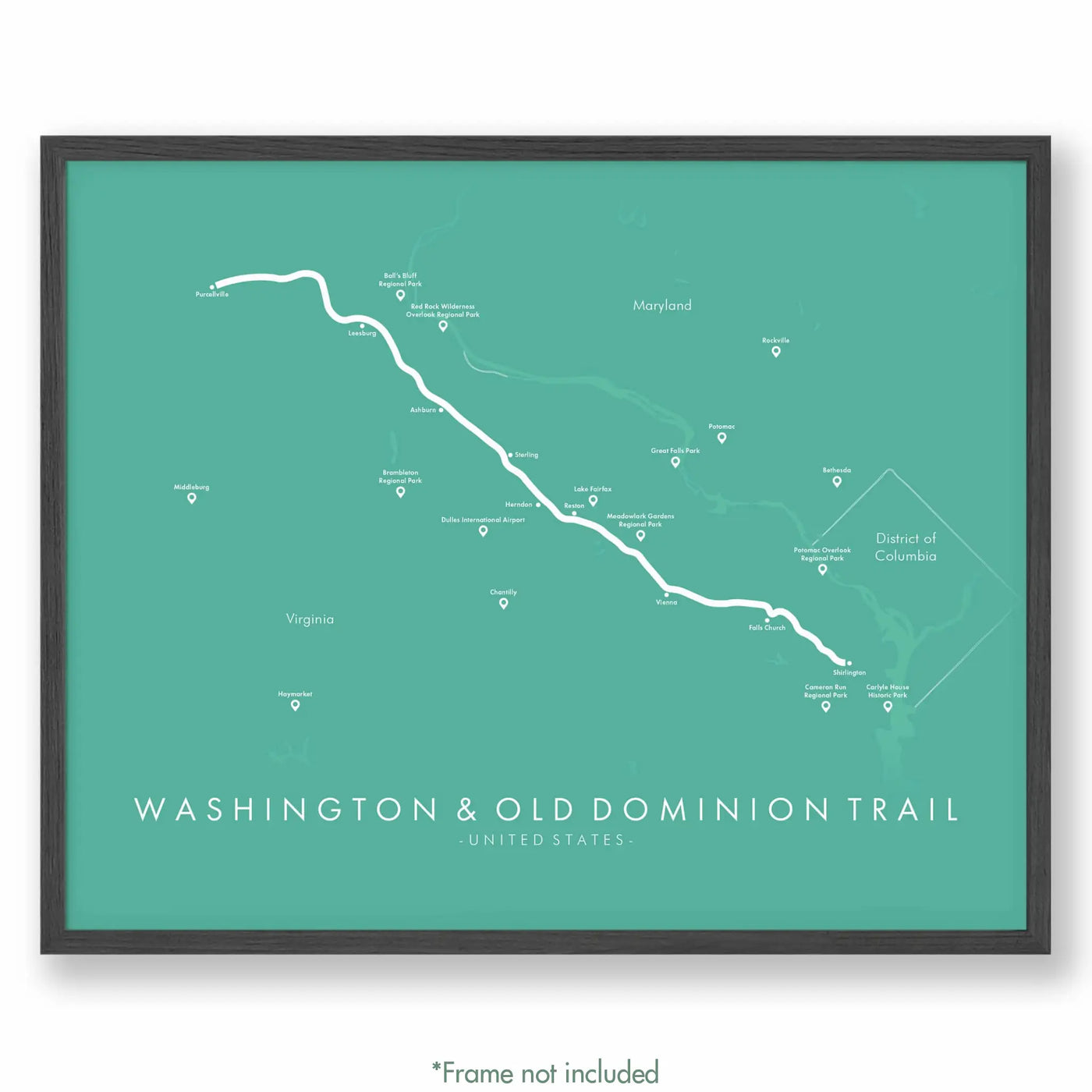 Trail Poster of Washington & Old Dominion Trail - Teal