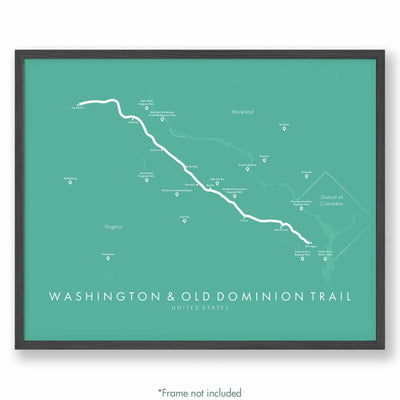 Trail Poster of Washington & Old Dominion Trail - Teal
