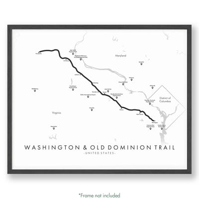 Trail Poster of Washington & Old Dominion Trail - White