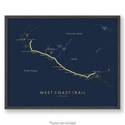 Trail Poster of West Coast Trail - Blue