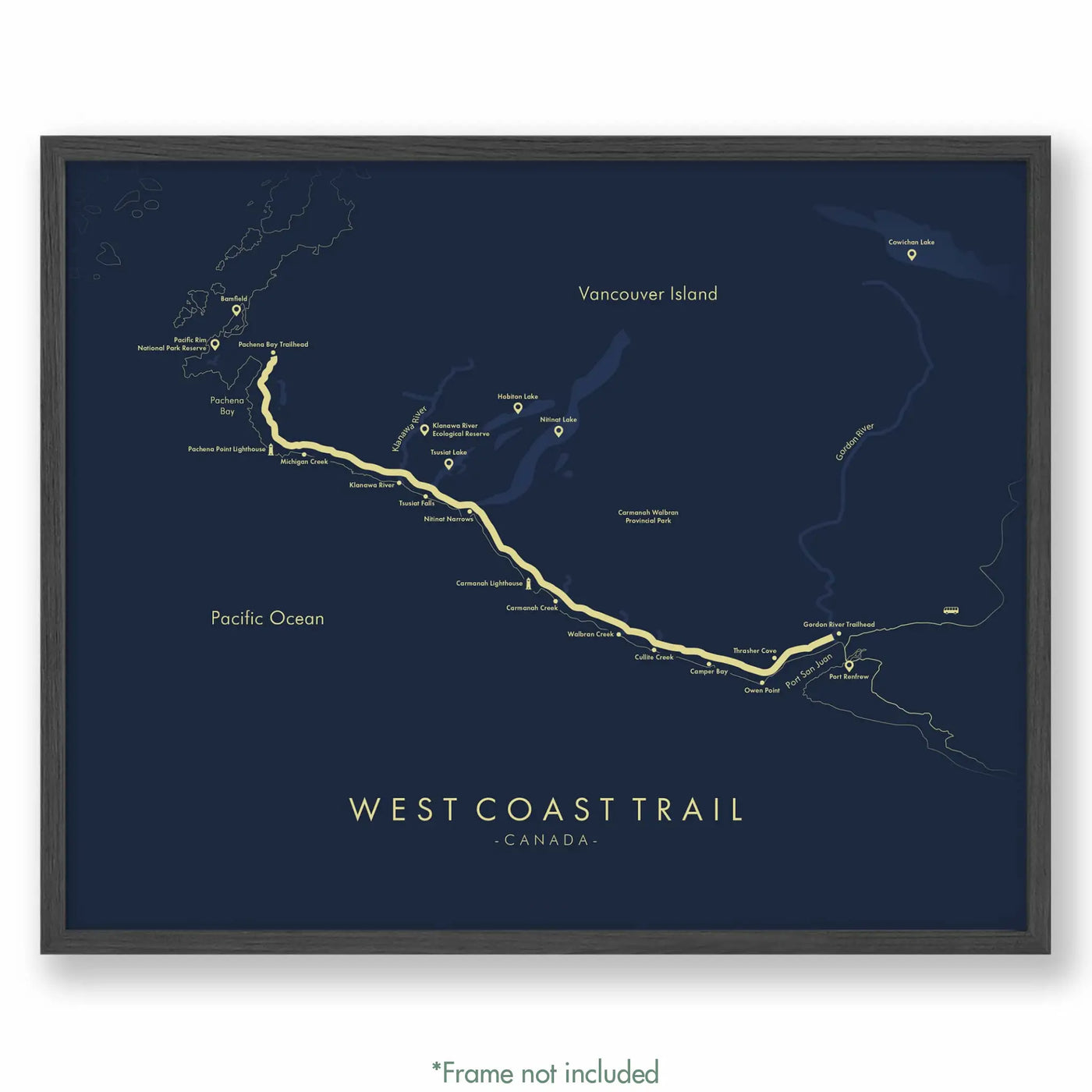 Trail Poster of West Coast Trail - Blue