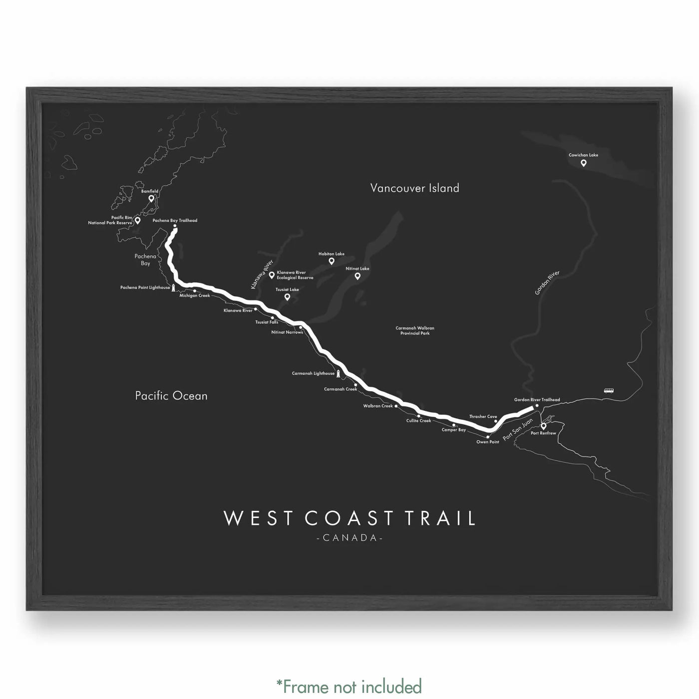 Trail Poster of West Coast Trail - Grey