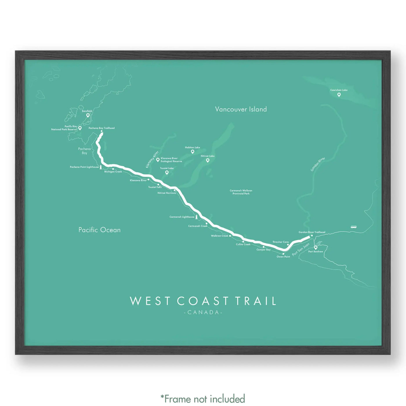Trail Poster of West Coast Trail - Teal