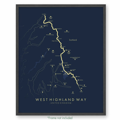 Trail Poster of West Highland Way - Blue