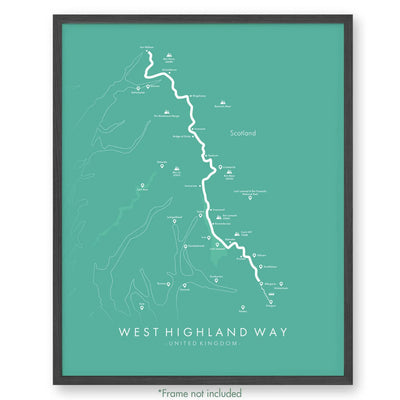 Trail Poster of West Highland Way - Teal