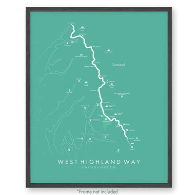 Trail Poster of West Highland Way - Teal