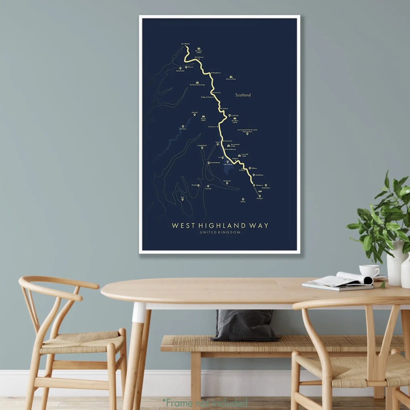 Trail Poster of West Highland Way - Blue Mockup