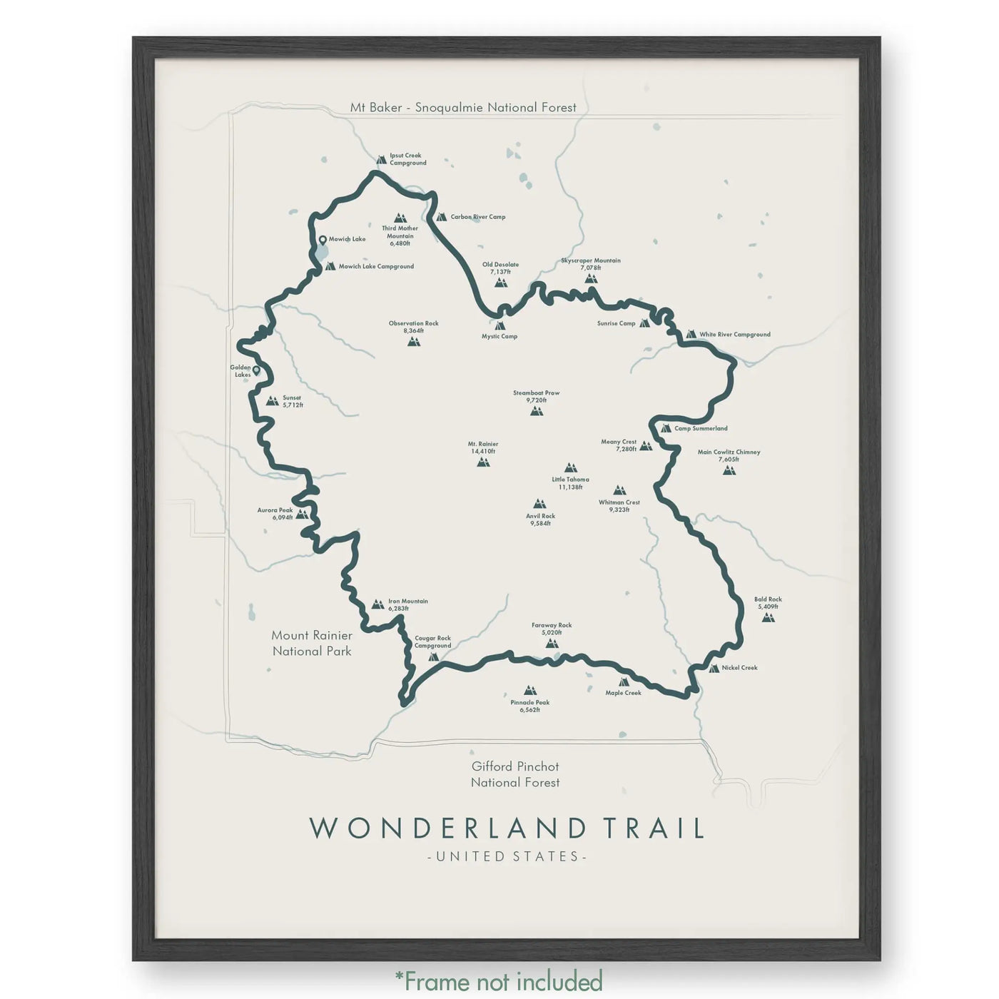 Trail Poster of Wonderland Trail - Beige
