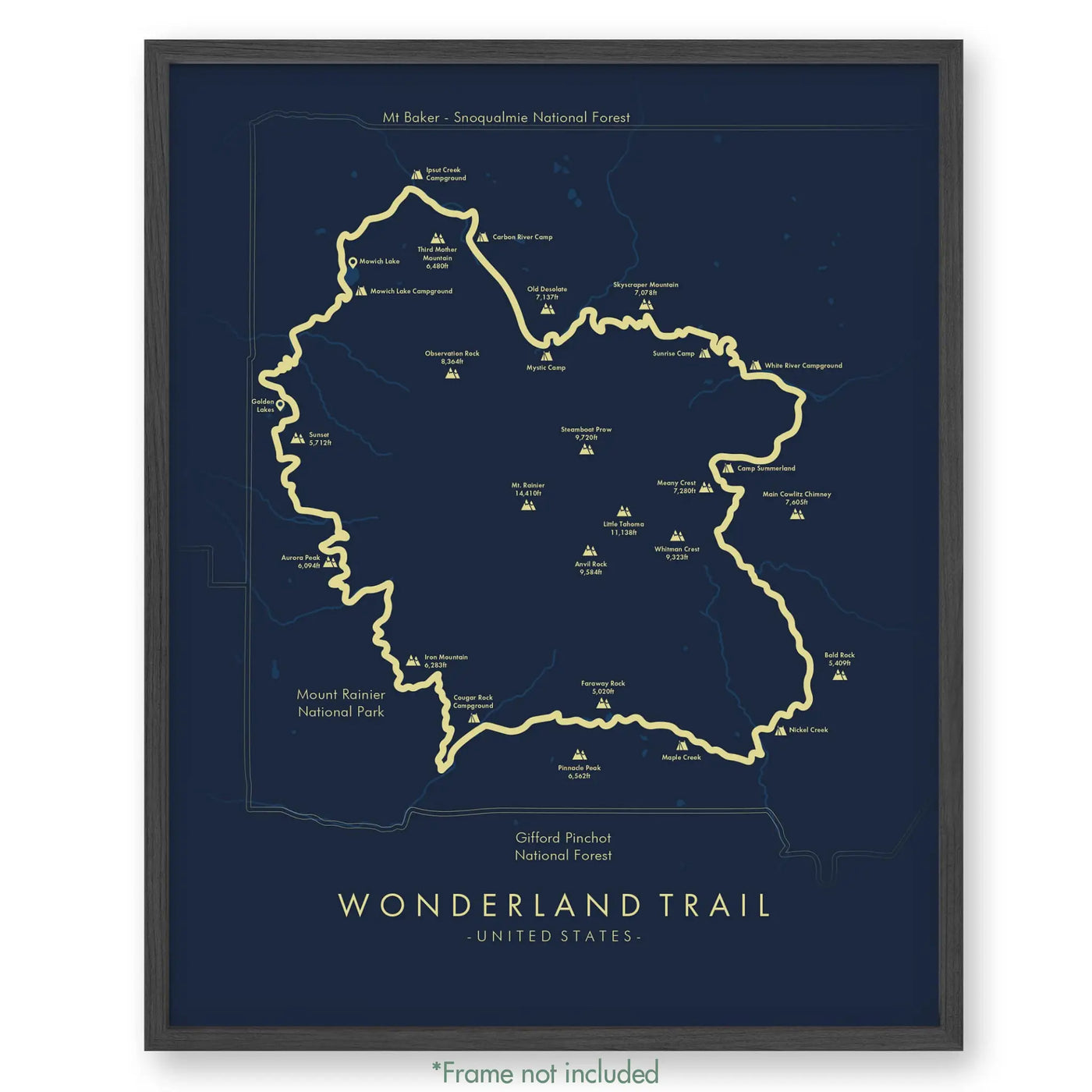 Trail Poster of Wonderland Trail - Blue