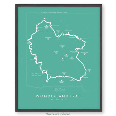 Trail Poster of Wonderland Trail - Teal